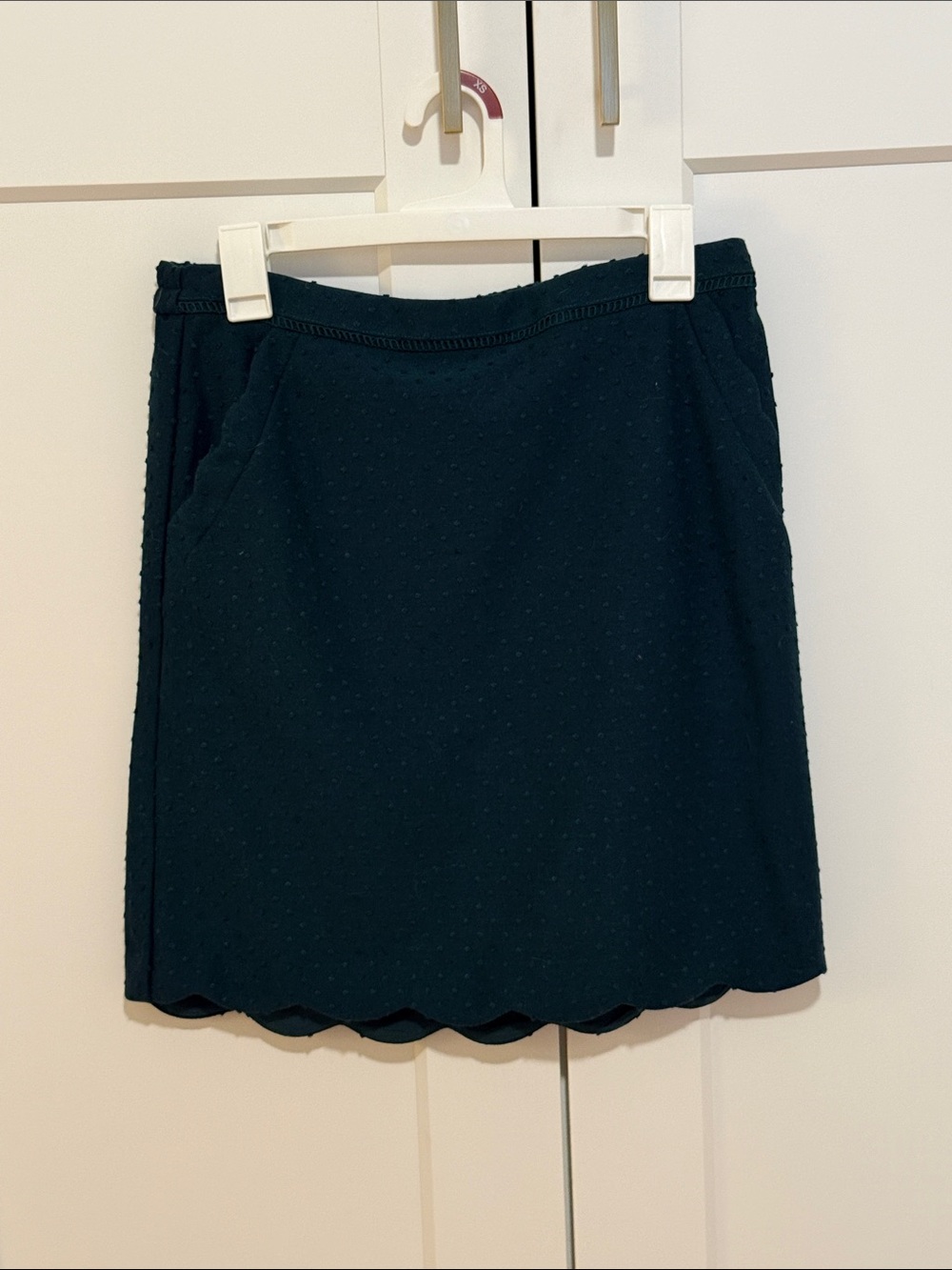 Skies Are Blue Hunter Green Scalloped Hem Mini Skirt